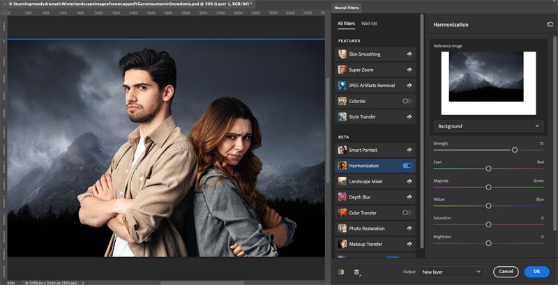 Neural Filters Harmonization Photoshop 2022