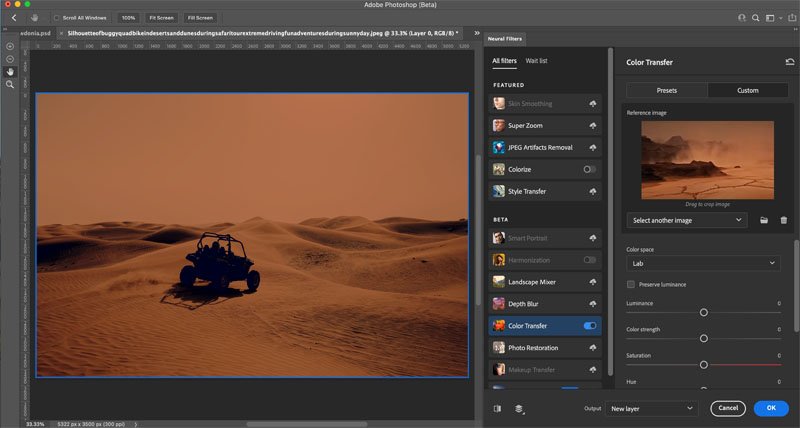 Color transfer et retouche paysage Photoshop 2022